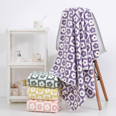 Flower Pattern Bath Towel Coral Fleece Soft Absorbent Towel