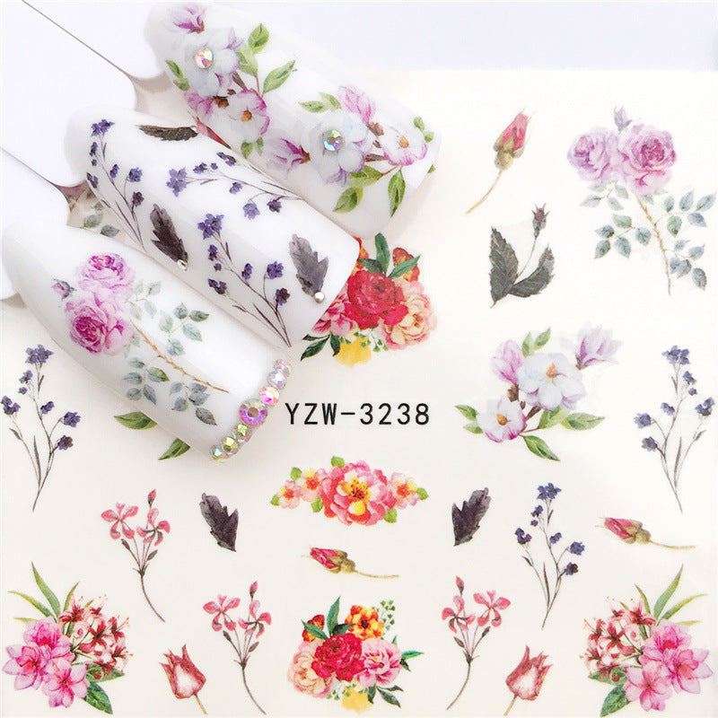 Floral Spring Summer Nail Art Decals Tulips Fern Stickers