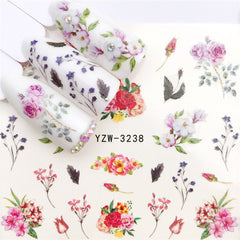 Floral Spring Summer Nail Art Decals Tulips Fern Stickers