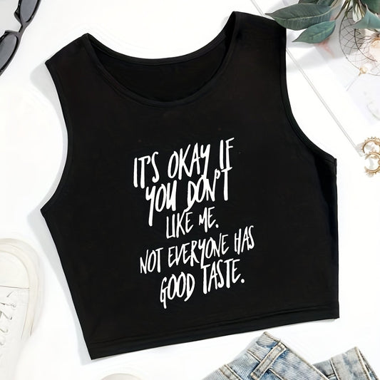 Letter Print Crop Tank Top Sexy Summer Sleeveless Casual Top