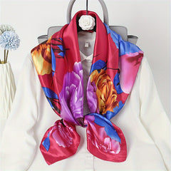 Vintage Silk Scarf Square Neckerchief Women Casual Shawl