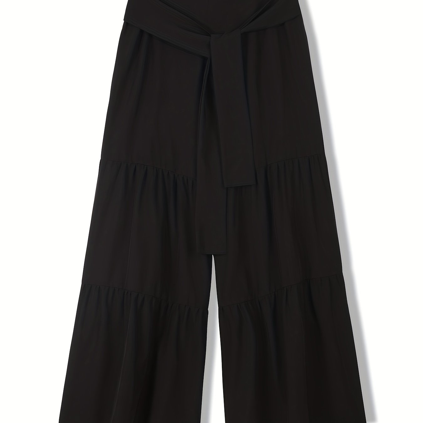  Solid High Rise Smock Wide Leg Trousers