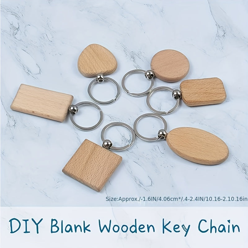 Wood Keychain Wooden Pendant Creative Small Gift DIY Engraved