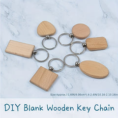 Wood Keychain Wooden Pendant Creative Small Gift DIY Engraved