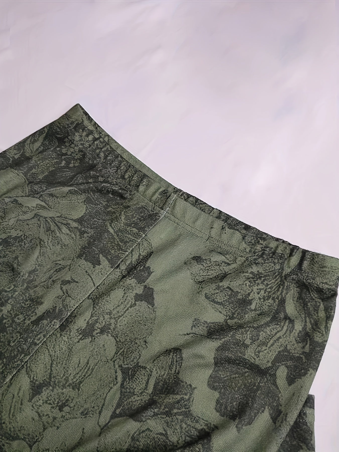 Plus Floral Print High Rise Skinny Trousers