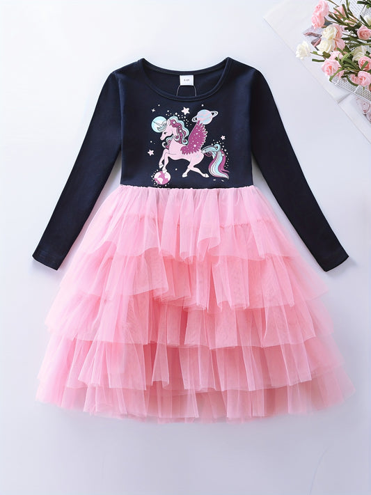 Girls Unicorn Party Princess Tutu Dress 3-8 Years