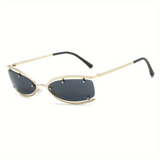 Y2K Wrap Around Sunglasses Futurism Metal Frame Sun Glasses