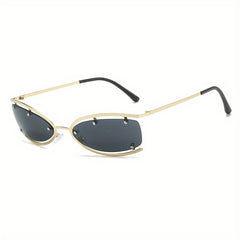 Y2K Wrap Around Sunglasses Futurism Metal Frame Sun Glasses
