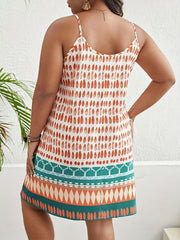  Geometric Print V Neck Mini Cami Dress
