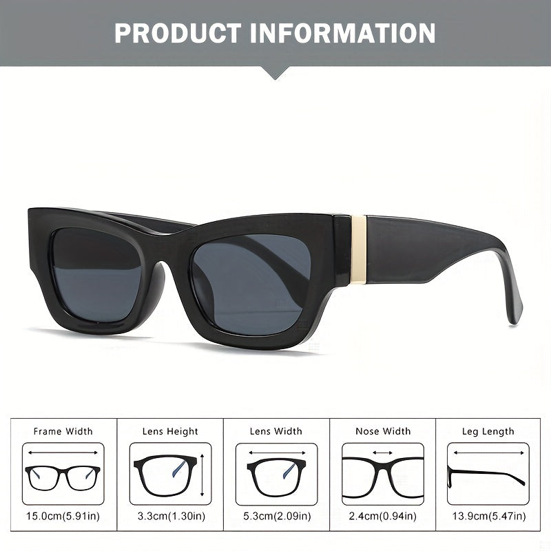 Square Frame Sunglasses Wide Temple Polarized Glasses