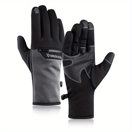 Winter Velvet Ski Gloves Men's Waterproof Touch Screen Sports Ski Gloves