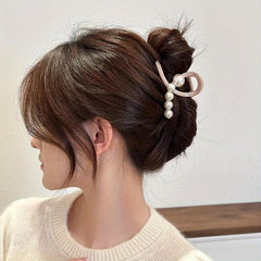 Faux Pearl Hair Claw Small Ponytail Holder for Women