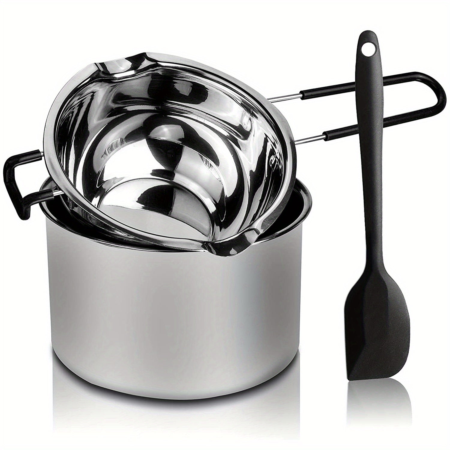 Stainless Steel Double Boiler Pot Set 600ml & 1600ml with Spatula