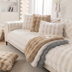 Faux Fur Rabbit Velvet Sofa Slipcover Anti slip Warm And Soft Sofa Cover