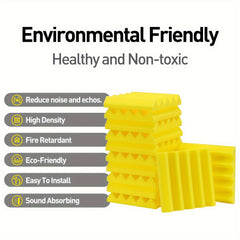 12pcs Yellow High Density Triangular Groove Sound Insulation Cotton