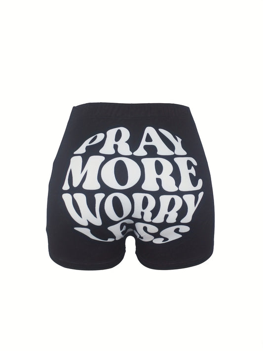 Casual Elastic Waist Skinny Shorts Women's Clothing