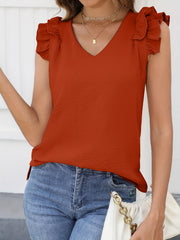 Ruffle Layered V Neck Tank Top for Summer