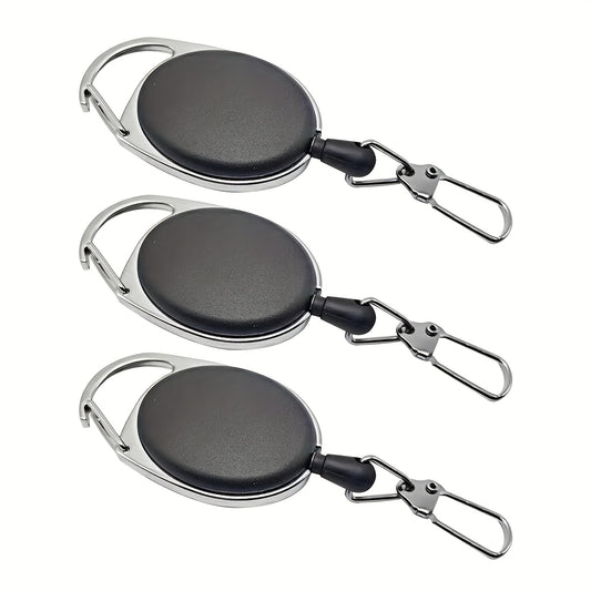 3pcs Fly Fishing Retractors with 360 Degree Rotation Buckle