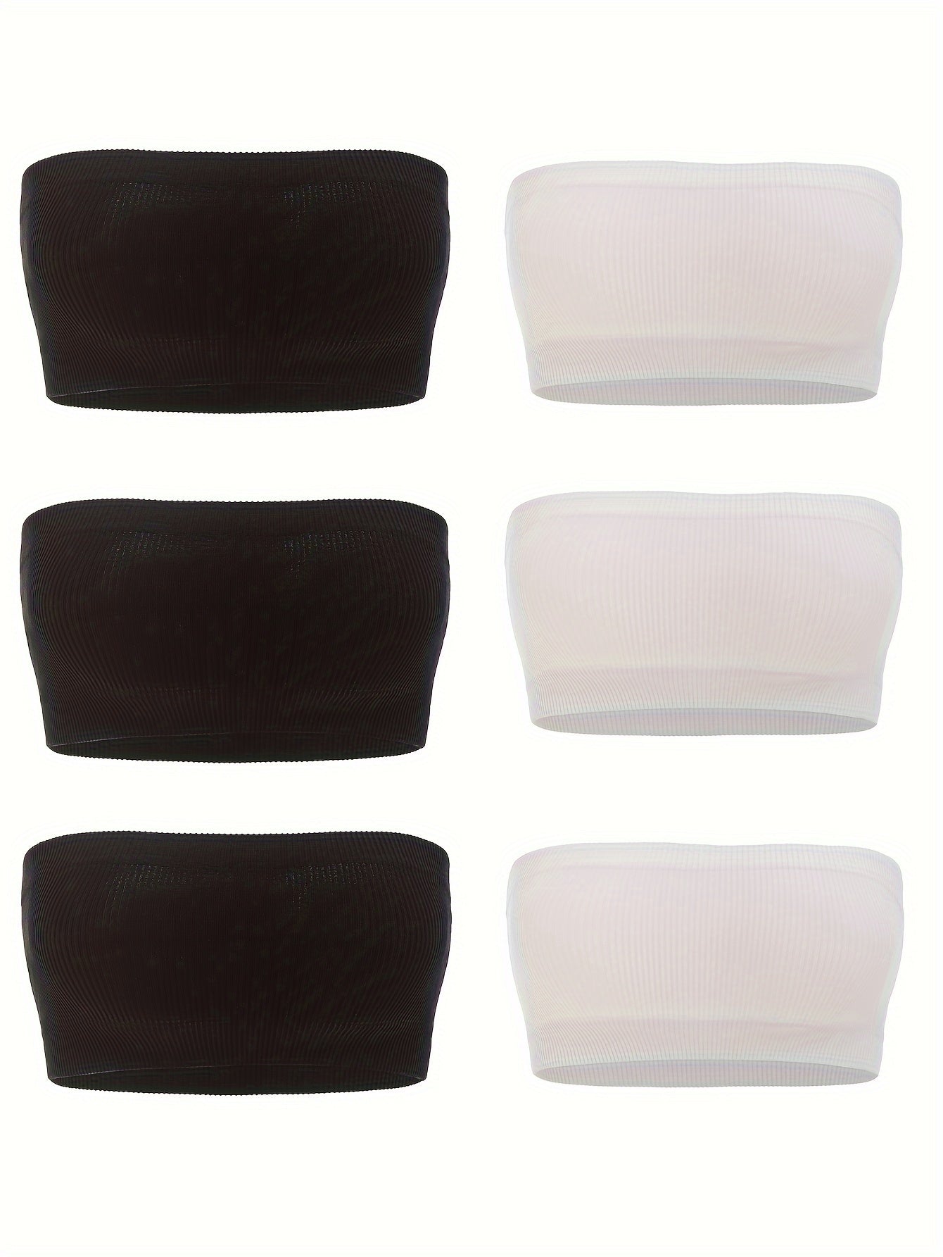 6pcs Seamless Strapless Bandeau Bras Soft Stretch Everyday Bra Women's Lingerie