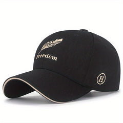 Feather Wheat Embroidery Baseball Cap Solid Cotton Dad Hat Unisex Casual Couple