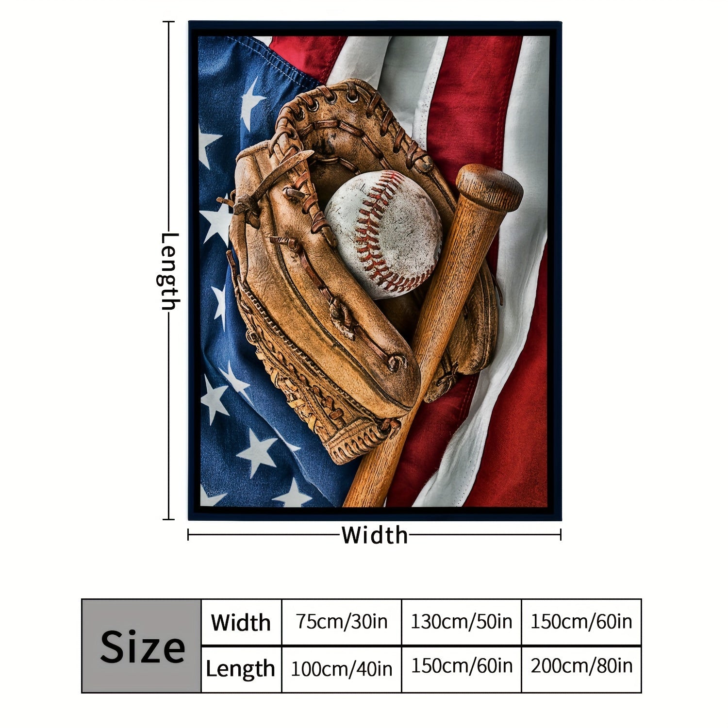 Baseball Gloves Baseball Bat Pattern Blanket Soft Flannel Throw Blanket