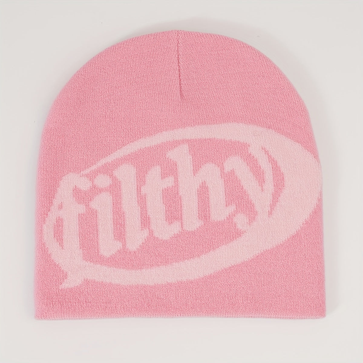 Y2K Beanie Cap Letter Jacquard Knitted Warm Hat Unisex Lightweight Skull Cap