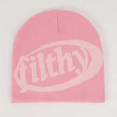 Y2K Beanie Cap Letter Jacquard Knitted Warm Hat Unisex Lightweight Skull Cap