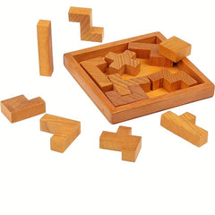 Busaurus Wooden Brain Teaser Puzzle Deep Brown for Adults