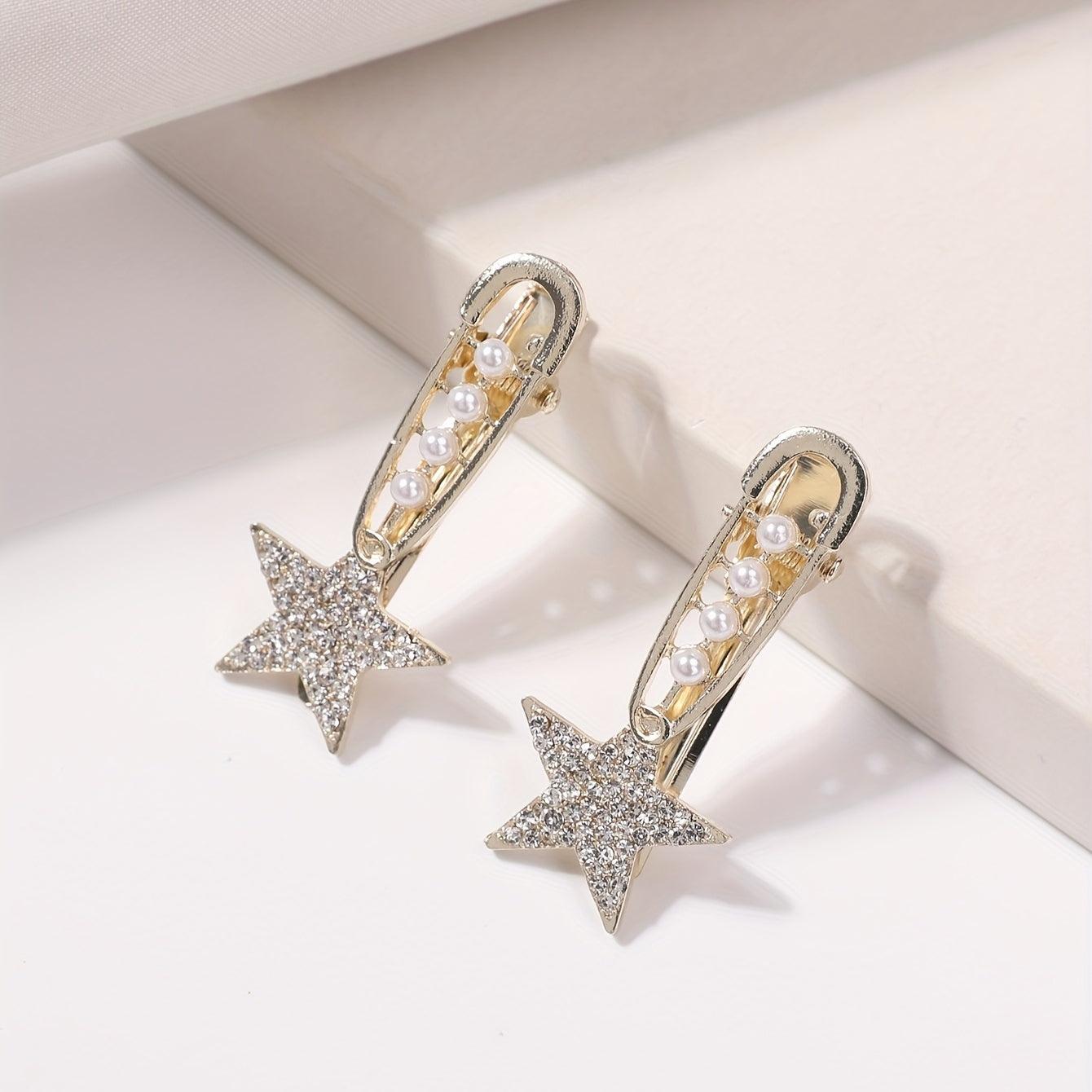 2pcs Rhinestone Star Hair Clips for Women Girls