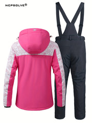 Snowflake Print Ski Set Jacket & Windproof Trouser Women's Activewear