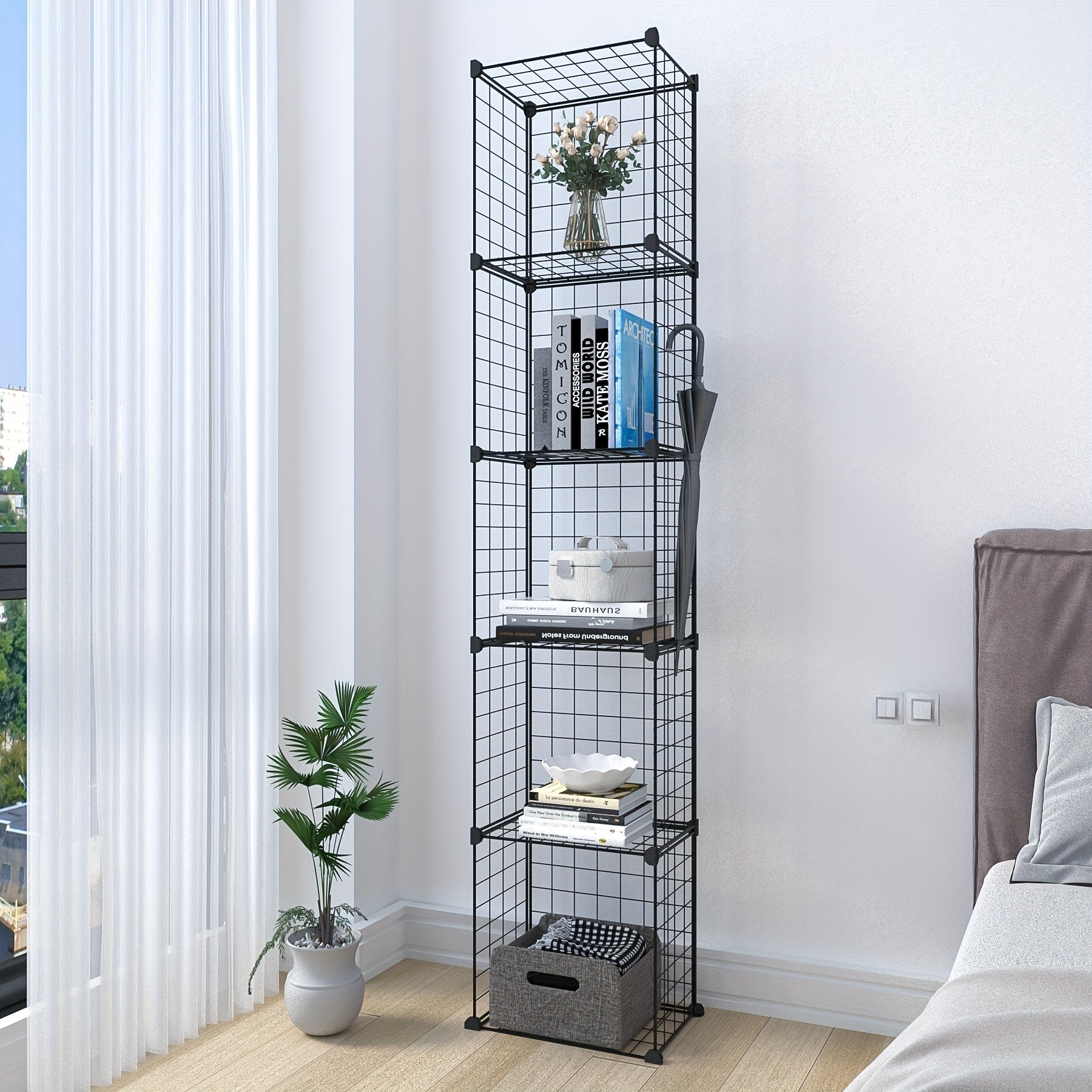 DIY Assembled Storage Rack Vertical Bookcase for Living Room Study Office