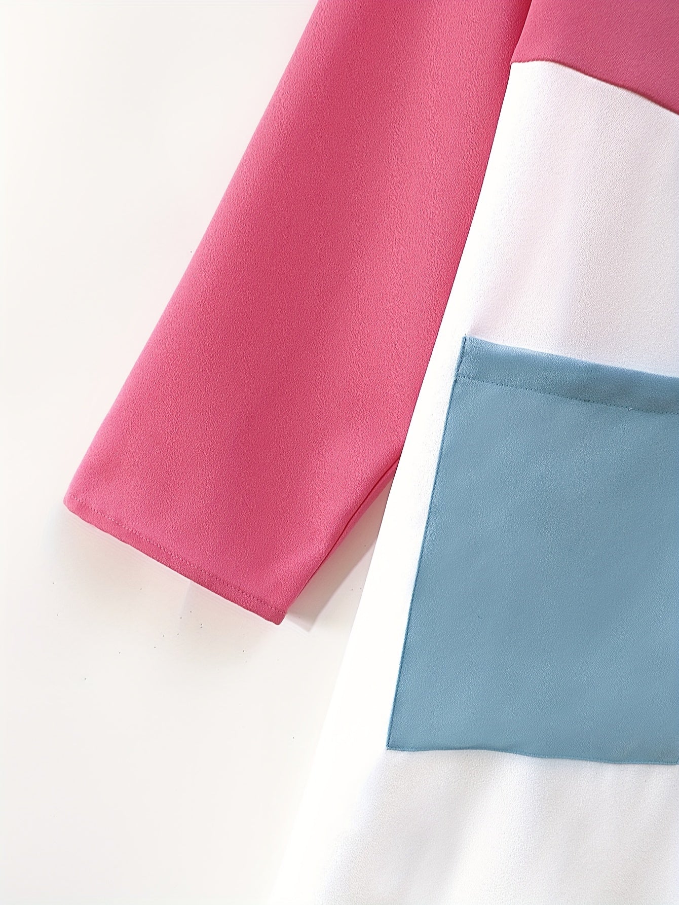  Colorblock Long Sleeve Dress With Pockets
