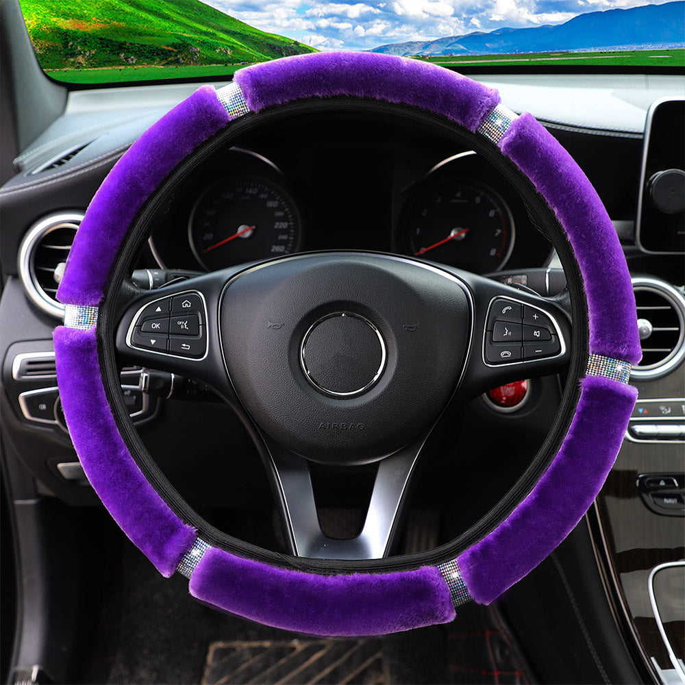 Car Plush Diamond Inlaid Steering Wheel Cover