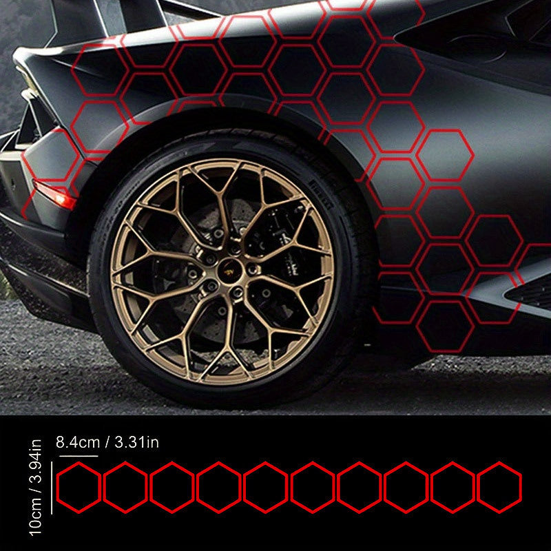 10pcs Reflective Body Stickers & Side Skirt Stickers DIY Combo 3.94in & 3.31in