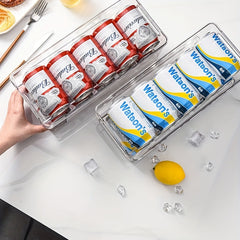 Clear Refrigerator Beverage Holder Can Storage Rack Drawer, Double Layer
