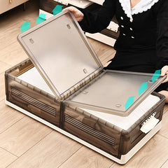 Under Bed Storage Box With Wheels Flat Folding Clothes Organizer