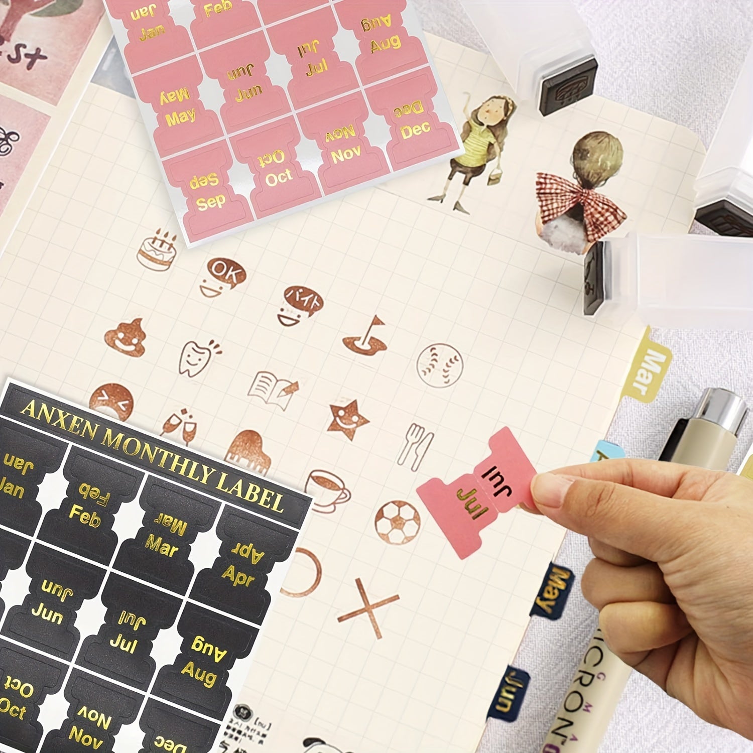 48pcs Self Adhesive Month Stickers for Journal and Notebook