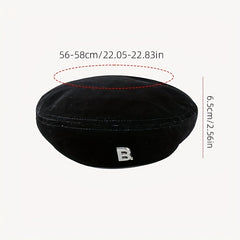 Vintage Velvet Beret Cap Classic Octagonal Hat for Women