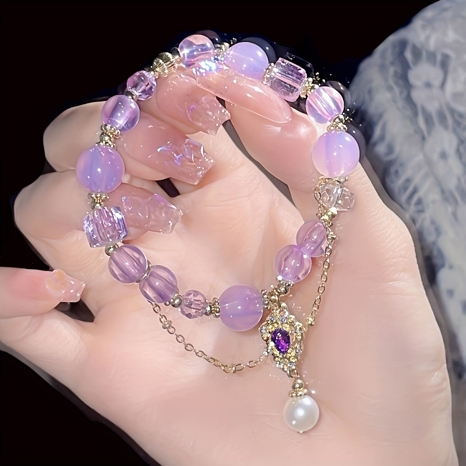 Purple Bead Bracelet Amethyst Beaded Bracelet