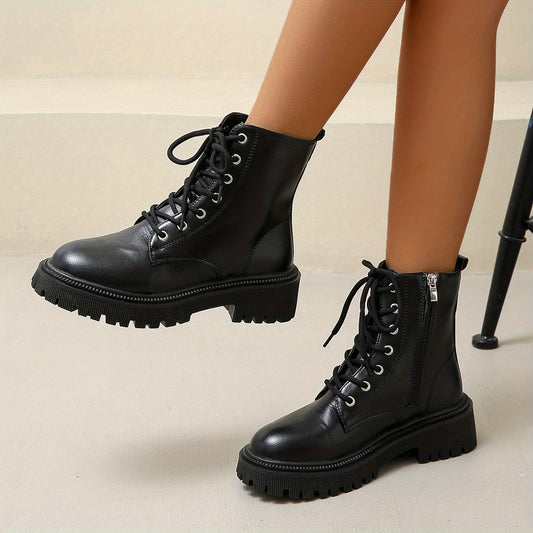 Women's Combat Boots Lace Up & Side Zipper Ankle Boots