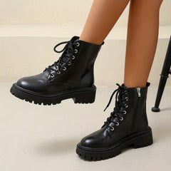 Women's Combat Boots Lace Up & Side Zipper Ankle Boots