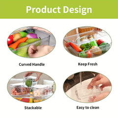 10pcs Clear Plastic Refrigerator Storage Tray with Lid