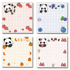 4 Pack Panda Pattern Sticky Notes 16 Unique Designs 80 Sheets