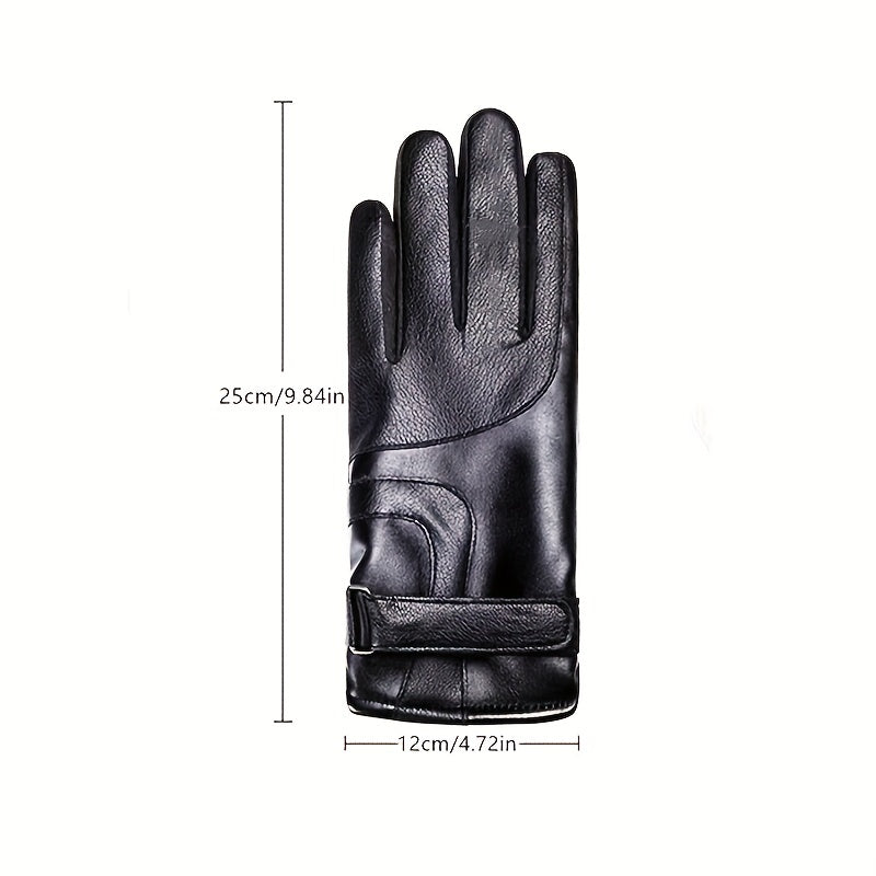 Men's Outdoor Coldproof Gloves PU Leather Thickened Warm Gloves
