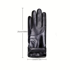 Men's Outdoor Coldproof Gloves PU Leather Thickened Warm Gloves