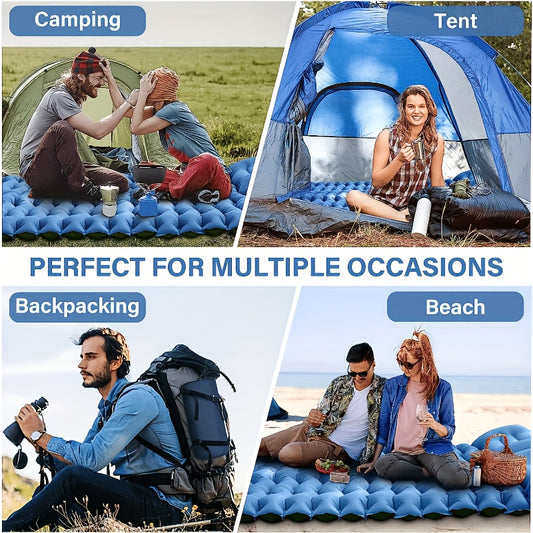 Double Sleeping Pad with Pillow Inflatable Air Mattress for Outdoor Camping