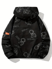 Men's Astronaut Print Windproof Casual Jacket