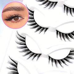 5 Pairs Cat Eye Lashes Fluffy Curling Faux Mink False Eyelashes