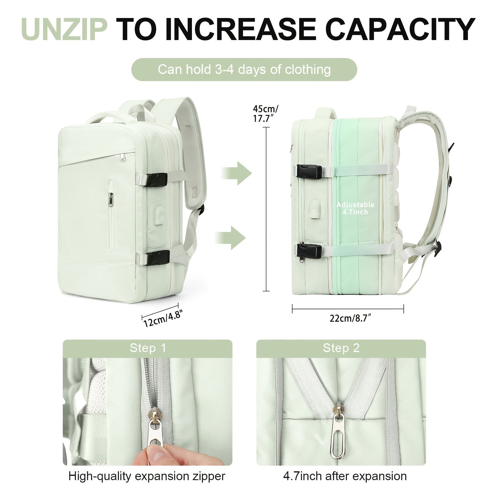 Large Waterproof Travel Backpack 40L