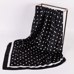 Polka Dot Print Square Scarf Satin Kerchief Large Shawl Silk Head Wrap